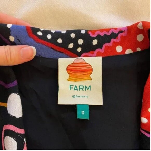 Farm Rio Anthropologie Under the Sea Long Sleeve V-Neck Plunge Maxi Dress - Picture 5 of 5